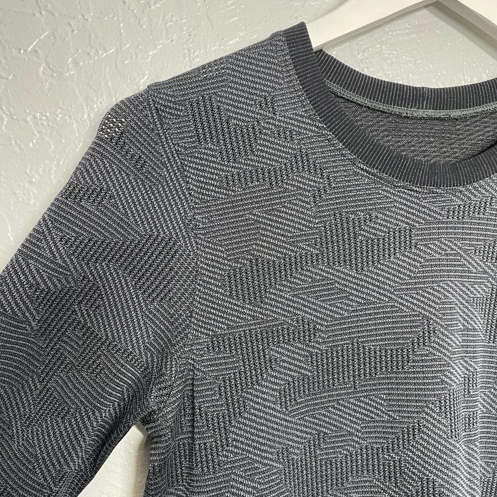 Lululemon Women 6 Swiftly Breathe Long Sleeve Vented Camo Asphalt Gray Black - Picture 4 of 9